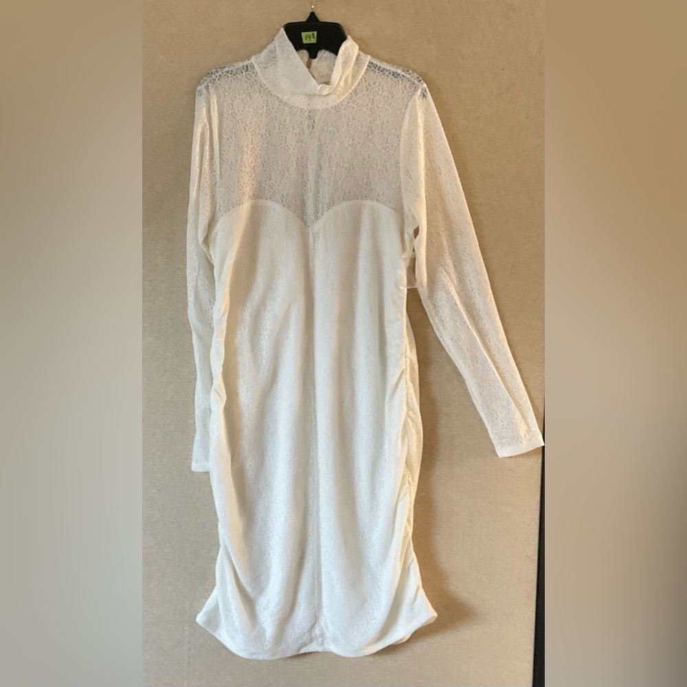 🌾 🌟 NWOT OPEN EDIT Ivory Cloud Lace Long Sleeve Dress